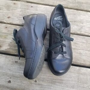 Dansko Adriana Black Leather Lace-up Sneakers Size 41